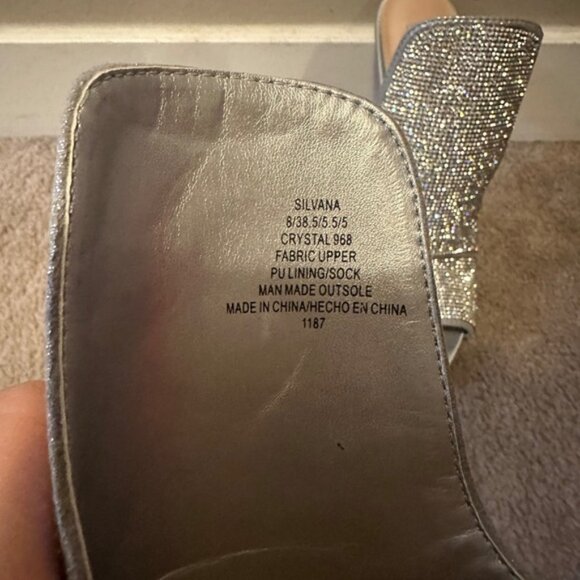 Stev MaddenElegant Silver Rhinestone Heelsmule peep toe style38 8 - Picture 3 of 4